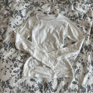 white pointelle long sleeve shirt | brandy melville | size OS